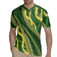 Polynesian Puakeniken Pikake Twisted Lei Rugby Jersey Emerald - Polynesian Pride