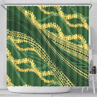 Polynesian Puakeniken Pikake Twisted Lei Shower Curtain Emerald - Polynesian Pride