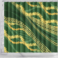 Polynesian Puakeniken Pikake Twisted Lei Shower Curtain Emerald - Polynesian Pride
