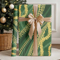 Polynesian Puakeniken Pikake Twisted Lei Wrapping Paper Emerald