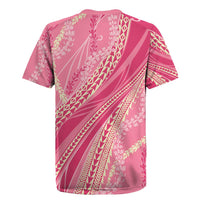 Polynesian Puakeniken Pikake Twisted Lei Rugby Jersey Rose Pink - Polynesian Pride