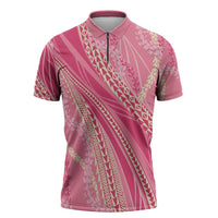Polynesian Puakeniken Pikake Twisted Lei Zipper Polo Shirt Rose Pink LT7 Rose Pink - Polynesian Pride