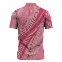 Polynesian Puakeniken Pikake Twisted Lei Zipper Polo Shirt Rose Pink LT7 - Polynesian Pride