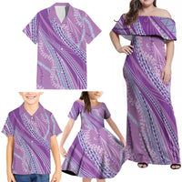 Polynesian Puakeniken Pikake Twisted Lei Family Matching Off Shoulder Maxi Dress and Hawaiian Shirt Amethys LT7 - Polynesian Pride