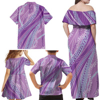 Polynesian Puakeniken Pikake Twisted Lei Family Matching Off Shoulder Maxi Dress and Hawaiian Shirt Amethys LT7 - Polynesian Pride