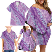 Polynesian Puakeniken Pikake Twisted Lei Family Matching Off Shoulder Short Dress and Hawaiian Shirt Amethys LT7 - Polynesian Pride