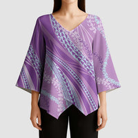Polynesian Puakeniken Pikake Twisted Lei Kimono Sleeve Blouse Amethys - Polynesian Pride
