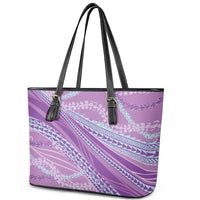 Polynesian Puakeniken Pikake Twisted Lei Leather Tote Bag Amethys - Polynesian Pride