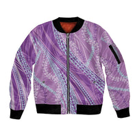 Polynesian Puakeniken Pikake Twisted Lei Sleeve Zip Bomber Jacket Amethys LT7 Unisex Amethys - Polynesian Pride