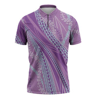 Polynesian Puakeniken Pikake Twisted Lei Zipper Polo Shirt Amethys LT7 Amethys - Polynesian Pride