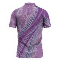 Polynesian Puakeniken Pikake Twisted Lei Zipper Polo Shirt Amethys LT7 - Polynesian Pride
