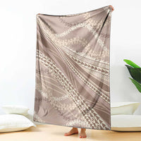 Polynesian Puakeniken Pikake Twisted Lei Blanket Beige - Polynesian Pride