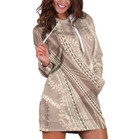 Polynesian Puakeniken Pikake Twisted Lei Hoodie Dress Beige - Polynesian Pride