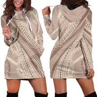 Polynesian Puakeniken Pikake Twisted Lei Hoodie Dress Beige - Polynesian Pride