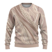 Polynesian Puakeniken Pikake Twisted Lei Ugly Christmas Sweater Beige - Polynesian Pride