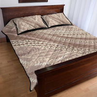 Polynesian Puakeniken Pikake Twisted Lei Quilt Bed Set Beige - Polynesian Pride