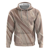 Polynesian Puakeniken Pikake Twisted Lei Zip Hoodie Beige LT7 Pullover Hoodie Beige - Polynesian Pride