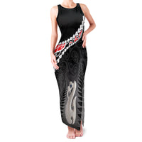 Personalised New Zealand Maori Family Matching Tank Maxi Dress and Hawaiian Shirt Manaia Mix Koru LT7 Mom's Dress Black - Polynesian Pride