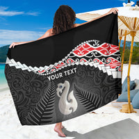 Personalised New Zealand Maori Sarong Manaia Mix Koru LT7 One Size 44 x 66 inches Black - Polynesian Pride