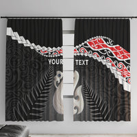Personalised New Zealand Maori Window Curtain Manaia Mix Koru LT7 With Hooks Black - Polynesian Pride