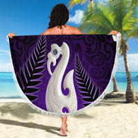 Personalised New Zealand Maori Beach Blanket Manaia Paua Shell Purple LT7 - Polynesian Pride