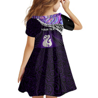 Personalised New Zealand Maori Family Matching Short Sleeve Bodycon Dress and Hawaiian Shirt Manaia Paua Shell Purple LT7 - Polynesian Pride