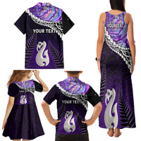 Personalised New Zealand Maori Family Matching Tank Maxi Dress and Hawaiian Shirt Manaia Paua Shell Purple LT7 - Polynesian Pride