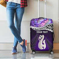 Personalised New Zealand Maori Luggage Cover Manaia Paua Shell Purple LT7 - Polynesian Pride