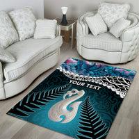 Personalised New Zealand Maori Area Rug Manaia Paua Shell Turquoise LT7 - Polynesian Pride