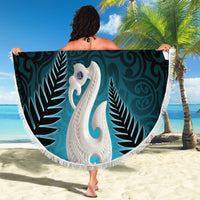 Personalised New Zealand Maori Beach Blanket Manaia Paua Shell Turquoise LT7 - Polynesian Pride