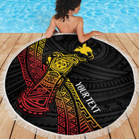Personalized Papua New Guinea Beach Blanket Kundu Drum Carving Motifs