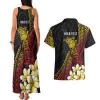 Personalized Papua New Guinea Couples Matching Tank Maxi Dress and Hawaiian Shirt Kundu Drum Carving Motifs