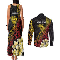 Personalized Papua New Guinea Couples Matching Tank Maxi Dress and Long Sleeve Button Shirt Kundu Drum Carving Motifs