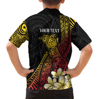 Personalized Papua New Guinea Family Matching Off Shoulder Short Dress and Hawaiian Shirt Kundu Drum Carving Motifs