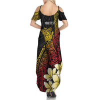 Personalized Papua New Guinea Family Matching Summer Maxi Dress and Hawaiian Shirt Kundu Drum Carving Motifs