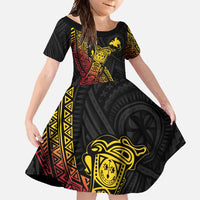 Personalized Papua New Guinea Family Matching Tank Maxi Dress and Hawaiian Shirt Kundu Drum Carving Motifs