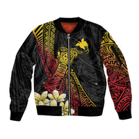Personalized Papua New Guinea Sleeve Zip Bomber Jacket Kundu Drum Carving Motifs
