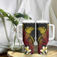 Personalized Papua New Guinea Tumbler With Handle Kundu Drum Carving Motifs