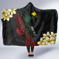 Personalized Papua New Guinea Hooded Blanket Kundu Drum Motifs - Sepik Colors