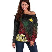 Personalized Papua New Guinea Off Shoulder Sweater Kundu Drum Motifs - Sepik Colors