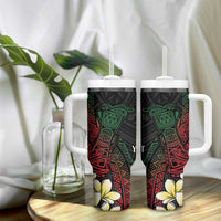 Personalized Papua New Guinea Tumbler With Handle Kundu Drum Motifs - Sepik Colors