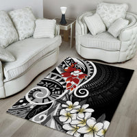 Bula Fiji Tagimaucia Mix Plumeria Masi Tapa Area Rug Black