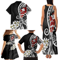 Bula Fiji Tagimaucia Mix Plumeria Masi Tapa Family Matching Tank Maxi Dress and Hawaiian Shirt Black LT7 - Polynesian Pride