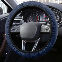 Bula Fiji Tagimaucia Mix Plumeria Masi Tapa Steering Wheel Cover Blue