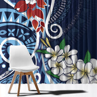 Bula Fiji Tagimaucia Mix Plumeria Masi Tapa Window Curtain Blue