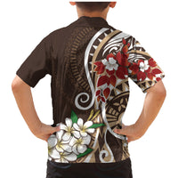Bula Fiji Tagimaucia Mix Plumeria Masi Tapa Family Matching Mermaid Dress and Hawaiian Shirt Brown LT7 - Polynesian Pride
