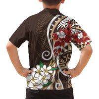Bula Fiji Tagimaucia Mix Plumeria Masi Tapa Family Matching Puletasi and Hawaiian Shirt Brown LT7 - Polynesian Pride
