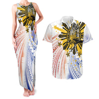 Philippines Independence Day Couples Matching Tank Maxi Dress and Hawaiian Shirt Eagle Mix Filipino Flag Tribal Style