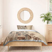 Talofa Samoa Mamanu Siapo Mix Malu Bedding Set Classic Beige Frangipani and Turtles