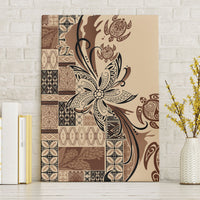 Talofa Samoa Mamanu Siapo Mix Malu Canvas Wall Art Classic Beige Frangipani and Turtles